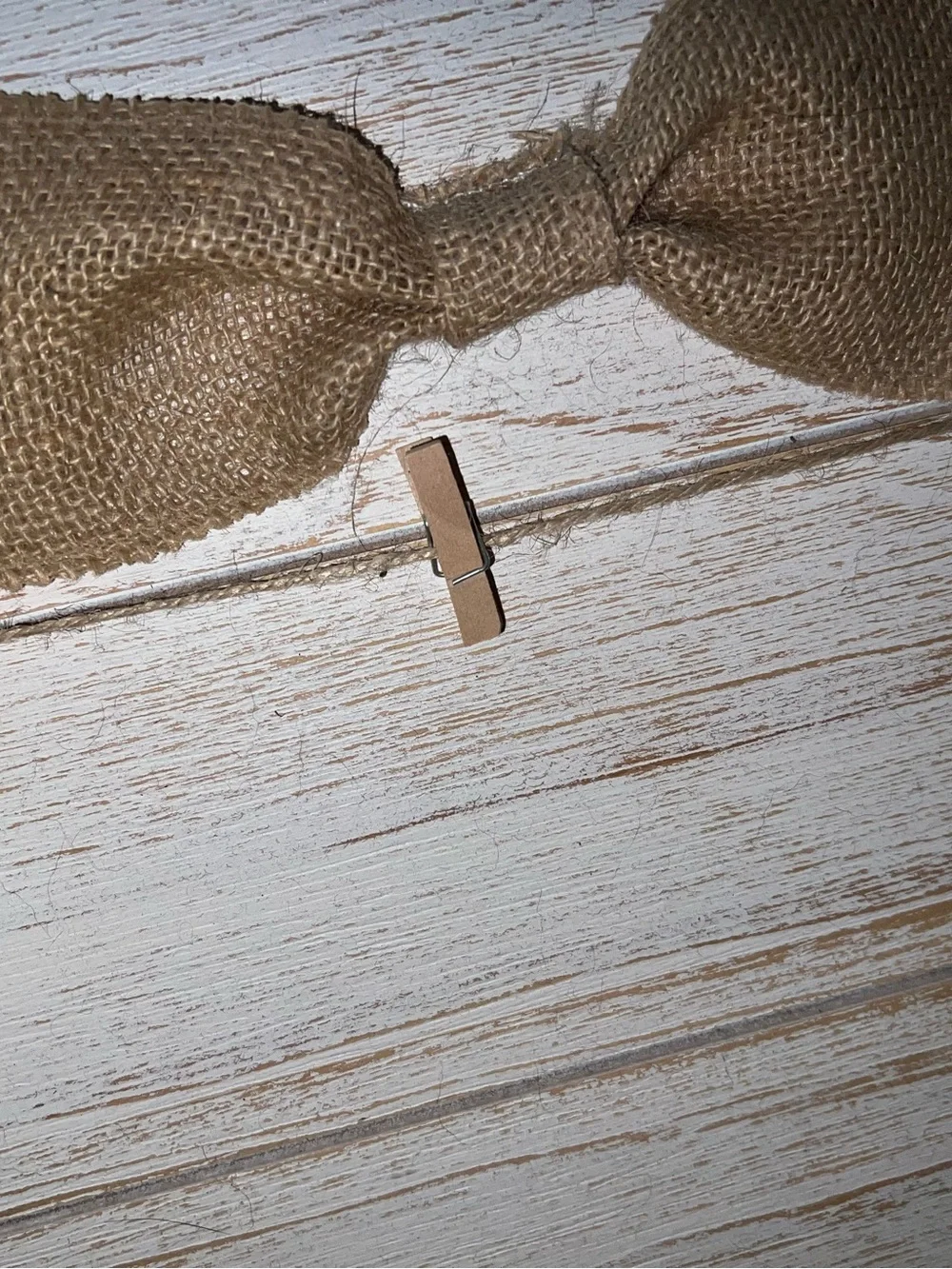 Rustic White Wood Picture Frame with Burlap Bow